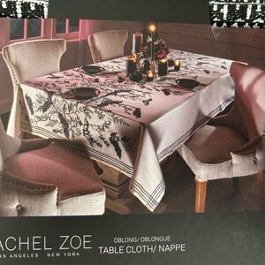 Rachel Zoe Halloween Themed Black & White Table Cloth-New